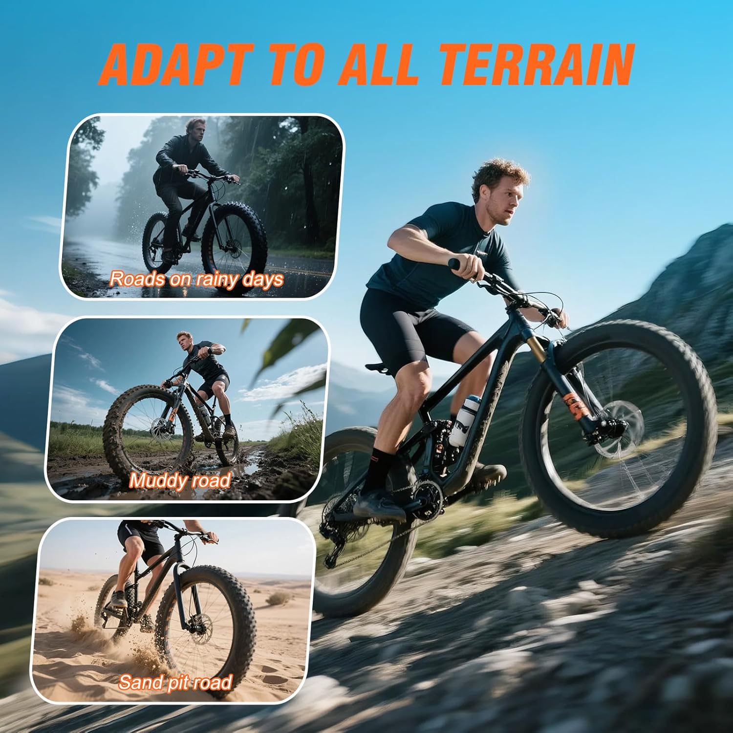 Fat Tire Electric Bike Tires 26x4.0 1-Pack All Terrain Puncture Proof Ebike Tires with Deep Tread, Wear-Resistant for Snow/Sand/Beach/Off-Road - Compatible with 26 Inch Fat Tire Bikes